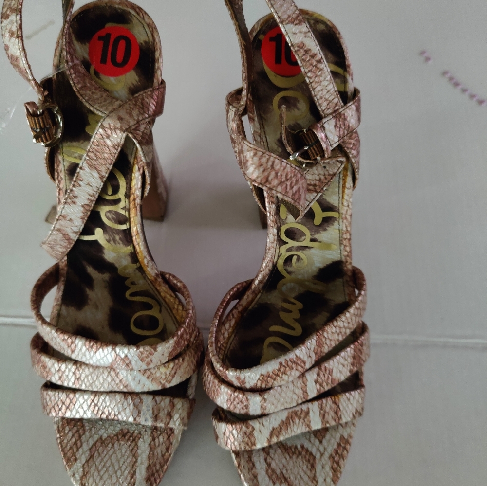 New Sam Edelman- Taryn Metallic Rose Python heels Size 10 - Picture 5 of 6